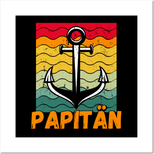 Papitän Papa Kapitän Anker Segeln Vintage Herren Posters and Art